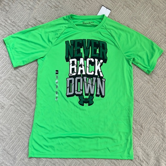 Under Armour short sleeve tech t-shirt Never Back Down Size youth XL NWT - Picture 1 of 16